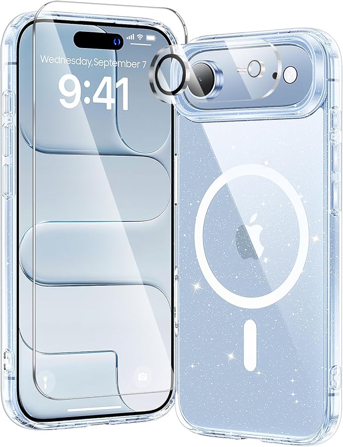 toushion 3 in 1 for iPhone Air Case Clear Glitter, Fits MagSafe, Not Yellowing by Unknown