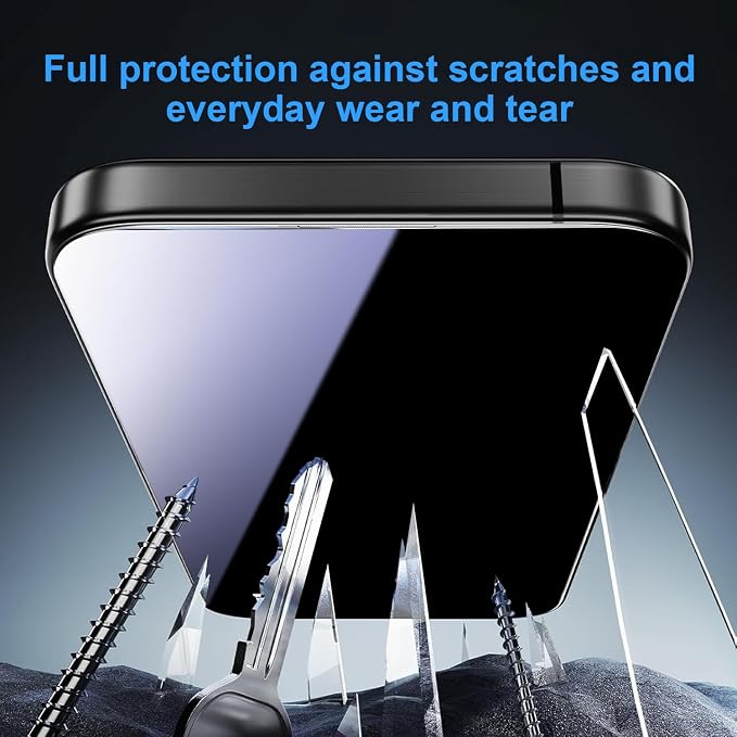 OneFish for iPhone 15/16 Privacy Screen Protector, 4-Way 360° Anti-Spy Tempered - Image 3