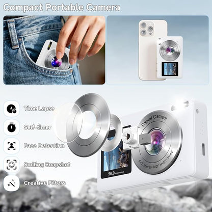 Digital Camera, 56MP 2.7K Dual-Screen Selfie Camera - Image 5