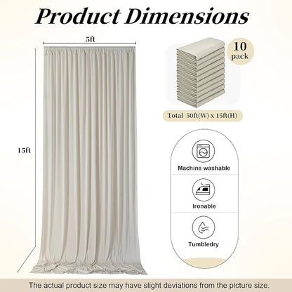 50ft x 15ft Beige Backdrop Curtains - Image 6