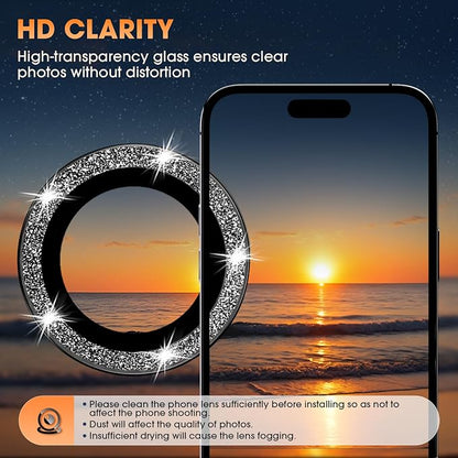 for iPhone 16 Pro/16 Pro Max Camera Lens Protector Bling Individual Metal - Image 3