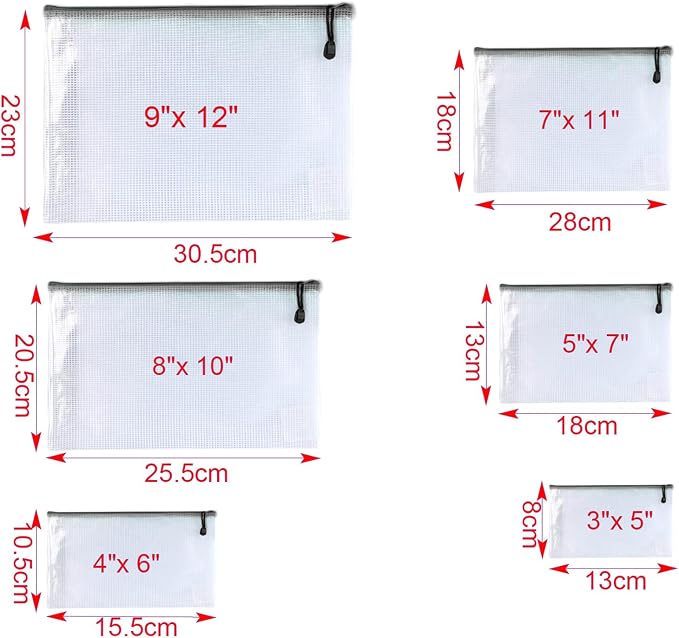 Oaimyy-24PCS-7 x 11" inches-Mesh Zipper Pouch, Plastic Zip File Folders Puzzle - Image 3