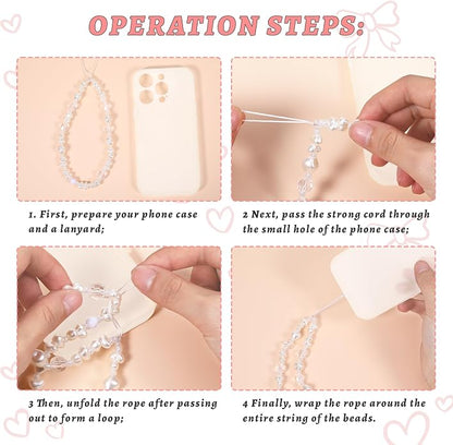 Pink Beaded Phone Wrist Straps, Y2K Phone Case Charms Camera Charm Strap - Image 6