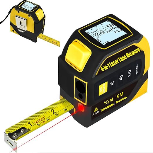 tape measure 4-in-1 laser Digital Measuring Tape & 60m/197ft Laser Distance by TSTQH