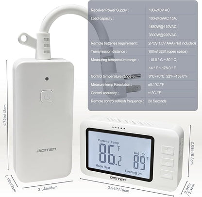 DIGITEN Wireless Thermostat Outlet Temperature Controlled Outlet - Image 2