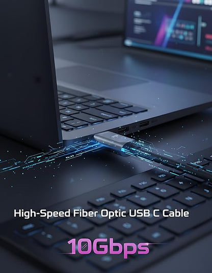 Fiber Optic USB A to USB C Cable 33ft, 10Gbps Active Optical Long-Distance - Image 3