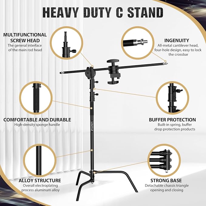 LOMTAP C Stand Light Stand Stainless Metal Photography Kit - Image 2