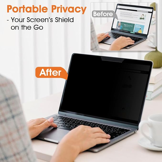 Magnetic Laptop Privacy Screen 14 Inch 16:10 Display- Removable Anti-Glare Blue - Image 5