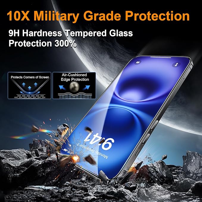 OneFish Glass Screen Protector for iphone 12/12 Pro, 9H Hardness Glass Scratch - Image 3