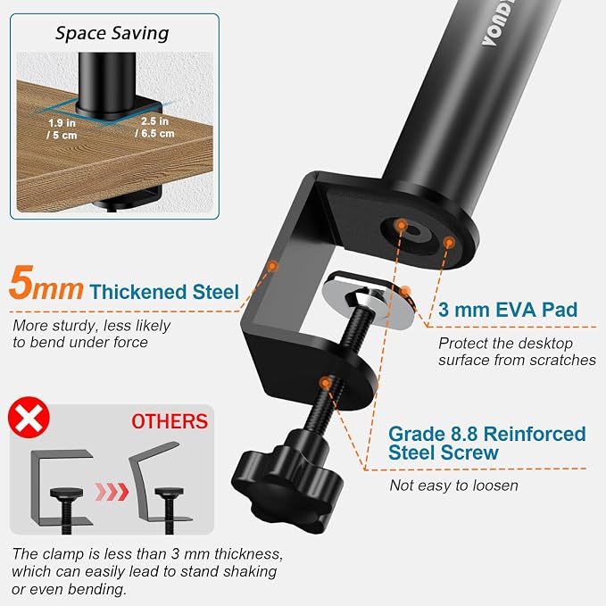 Set of 2 Studio Monitor Stands Desktop Clamp Speaker Stands Against The Wall - Image 6