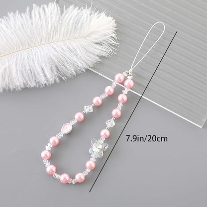 Beaded Phone Charm Lanyard Strap Girly Style Fixed Beads Pearl Lanyards - Image 5