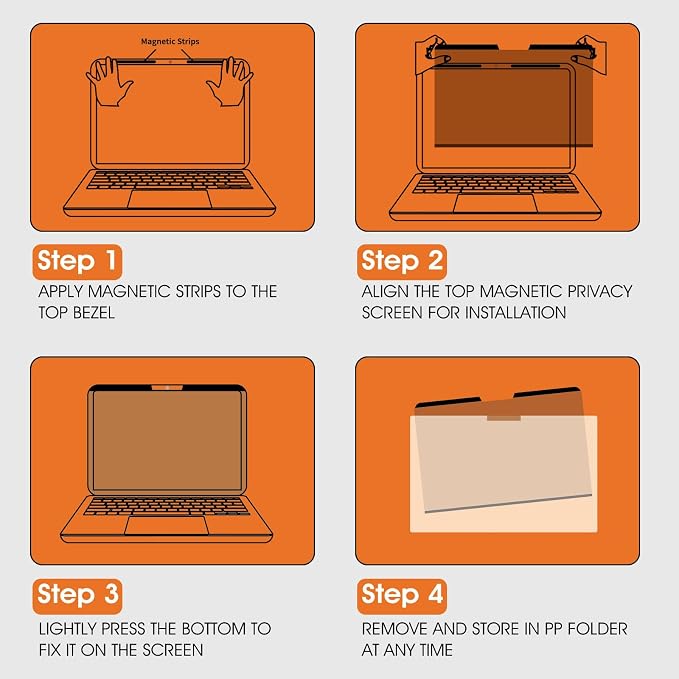 Magnetic Laptop Privacy Screen 14 Inch 16:10 Display- Removable Anti-Glare Blue - Image 7