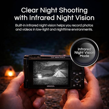 Minolta 72MP Digital Camera, 5K Ultra HD Video, 24-75mm Optical Zoom Lens - Image 4