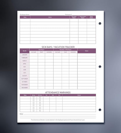 Attendance Calendar Employee Card Attendance Record Tracker 2026, Heavy 100lb - Image 4