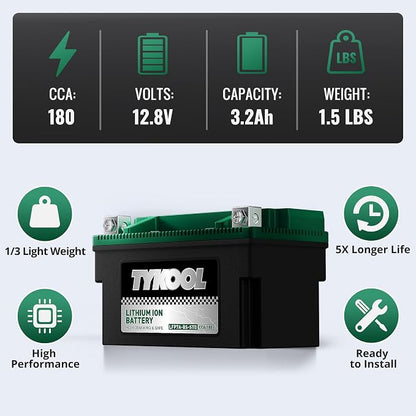 YTX7A-BS, 180 CCA, Lithium LiFePO4 Motorcycle Battery, 2X Cranking Amps - Image 3