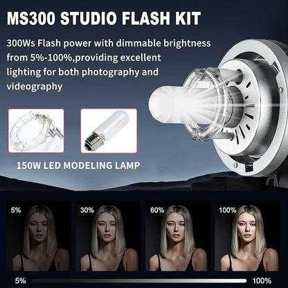 2pcs Godox MS300 Studio Flash Kit - Image 2