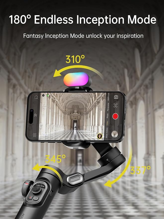 Gimbal stabilizer for Smartphone, Gesture Control/face Tracking, Magnetic Fill - Image 10