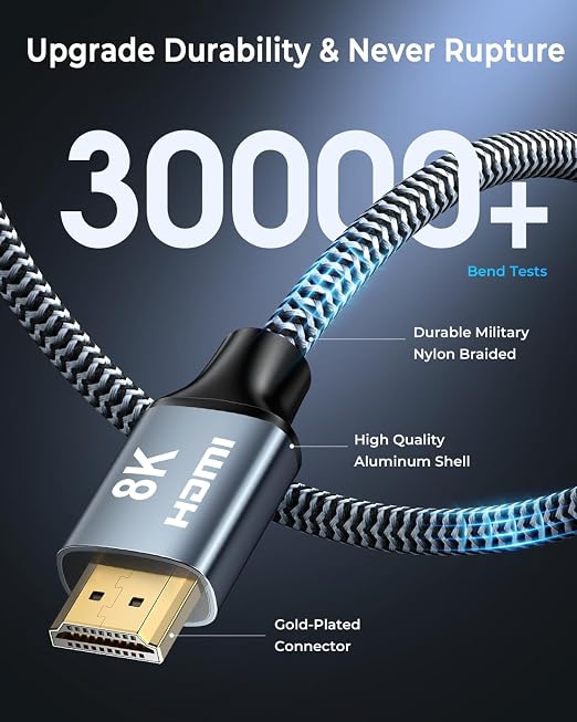 8K HDMI Cable 12ft, 48Gbps High Speed HDMI 2.1 Cable, HDMI Cord 8K@60Hz - Image 6