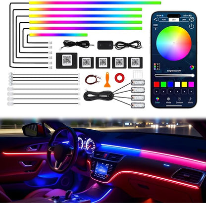 Dreamcolor Acrylic Interior Car LED Strip Lights, 18 in 1 Ambient Lighting Kit by JINRUITOP