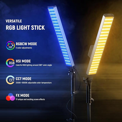NEEWER Photography RGB Light Stick Kit, 2 Pack LED Video Tube Lights w/Stands - Image 4
