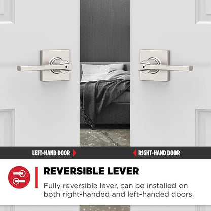 Kwikset Casey Door Handle, Satin Nickel | Interior Lever | Keyless Turn Lock | - Image 5