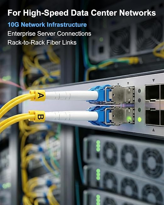 5-Pack OS2 SingleMode Fiber Patch Cable, 1G/10GB LC to LC SMF Optical Cables - Image 2