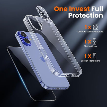toushion 3 in 1 for iPhone 16 Plus Case Transparent | Screen Protector *1 & - Image 3