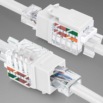 Everest 45° Angled RJ45 Cat6 Keystone Jacks 50-Pack in White - Image 8