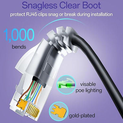 Cat6a Patch Cables 20ft Slim, Cat6 Ethernet Patch Cable Pure Copper, Flexible - Image 5