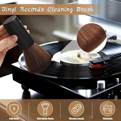 Ziliny 3 Pcs Vinyl Record Cleaning Brush Wooden Anti Static Dust Record Vinyl - Image 5