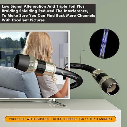 25ft RG6 Coaxial Cable, 75 Ohm TV Coax Cable - Image 6