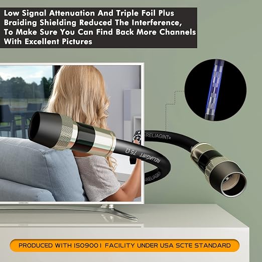 30ft RG6 Coaxial Cable, 75 Ohm TV Coax Cable - Image 6