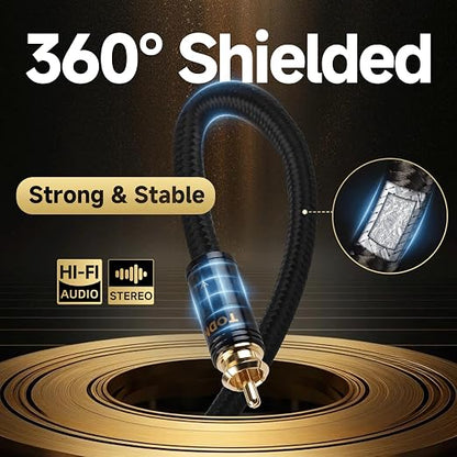 TODN HiFi RCA Cables Audiophile 2 RCA Male to Male Shielded Audio Cable - Image 2