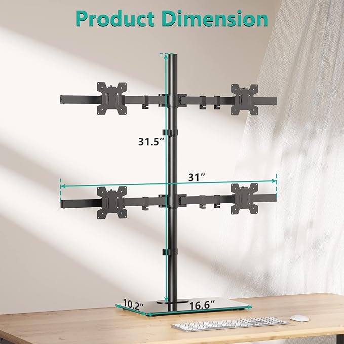 WALI Freestanding Quad Monitor Mount - Image 4