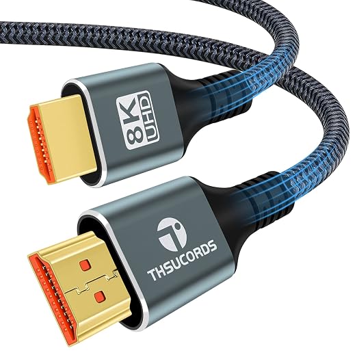 8K 4K HDMI Cable 15FT, High Speed Braided HDMI to HDMI 2.1 Cord Supports 8K@60Hz by Thsucords