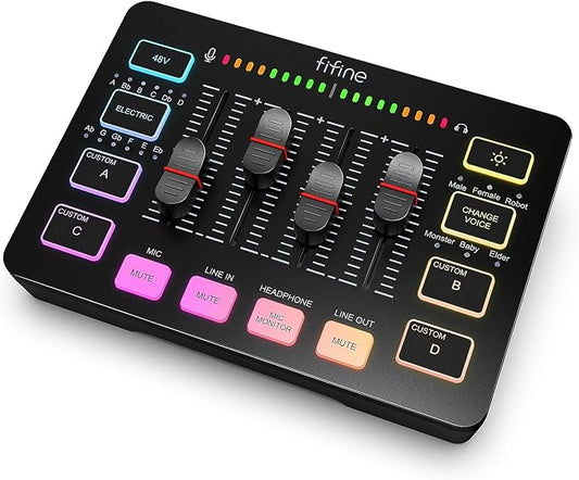 FIFINE Gaming Audio Mixer, Streaming RGB PC Mixer by FIFINE