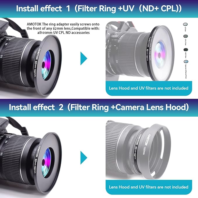 82mm Lens to 105mm Camera Lens Adapter, 82mm to 105mm Filter Step up Ring - Image 6