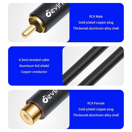evinal RCA Female to Male Extension Cable - Image 3