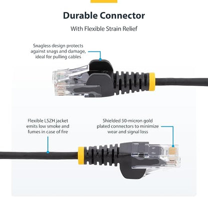 StarTech.com 4ft Black Slim CAT6 Ethernet Cable, Snagless RJ45, 28AWG Pure Bare - Image 3