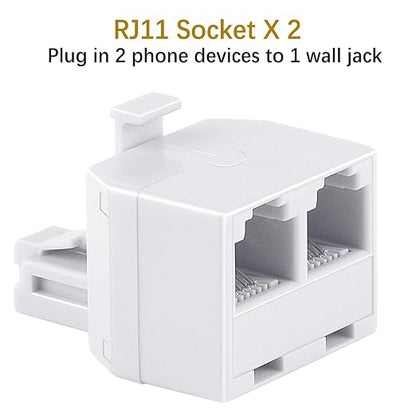 Uvital RJ11 Duplex Wall Jack Adapter Dual Phone Line Splitter Wall Jack Plug 1 - Image 2