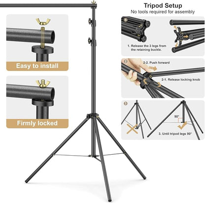 LINCO Lincostore Backdrop Support Stand Kit 10x6.5ft Adjustable Photography - Image 9