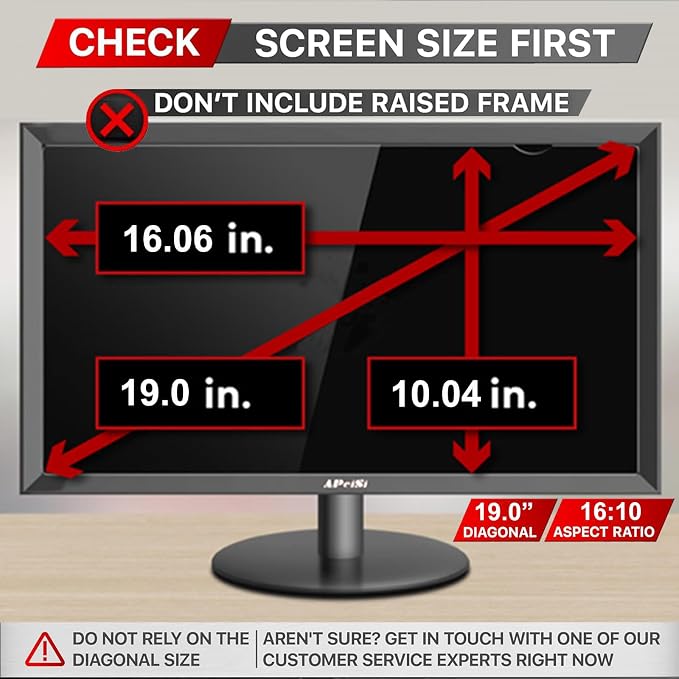 19 Inch Privacy Screen Filter for Widescreen 16:10 Monitor | Privacy Shield | - Image 2