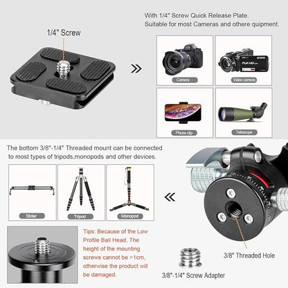 Koolehaoda Mini Ball Head with Arca Quick Release Plate, 360° Panoramic | Φ28mm - Image 5