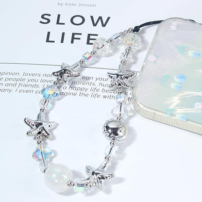 CMVFYL Beaded Camera Wrist Strap, Cute Phone Charms Strap, Pearl Bracelet Wrist - Image 5