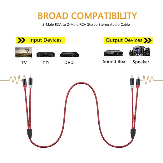 RCA Cable 6Ft, 2Rca Male to 2-Rca Male Audio Stereo Subwoofer Cable - Image 4