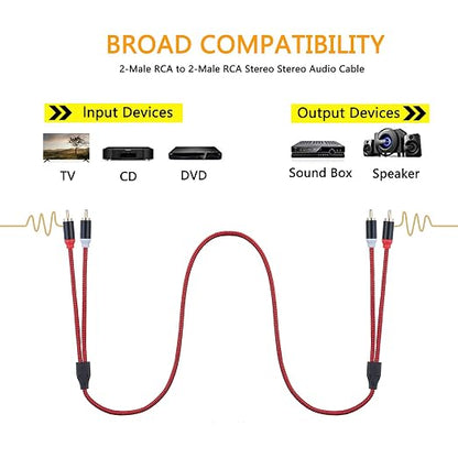 RCA Cable 6Ft, 2Rca Male to 2-Rca Male Audio Stereo Subwoofer Cable - Image 4