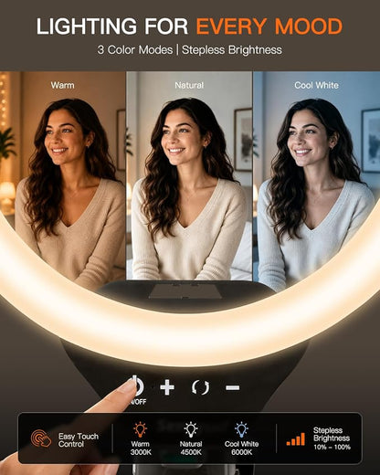 Sensyne Ring Light with Stand, LED Ring Light with Remote, 3 Color Modes & 10 - Image 3