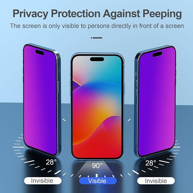 Compatible for iPhone 15 Pro Privacy Screen Protector Tempered Glass 6.1 Inch - Image 4