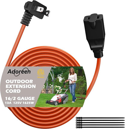 90 Degree 2 Prong Polarized Outdoor Power Extension Cord 50 FT, Angled by Adoreen