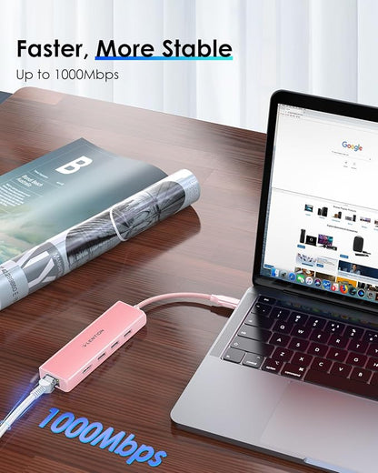 LENTION USB C Hub with 1000Mbps Ethernet Adapter, 4K HDMI, 3 USB 3.0 Port - Image 5